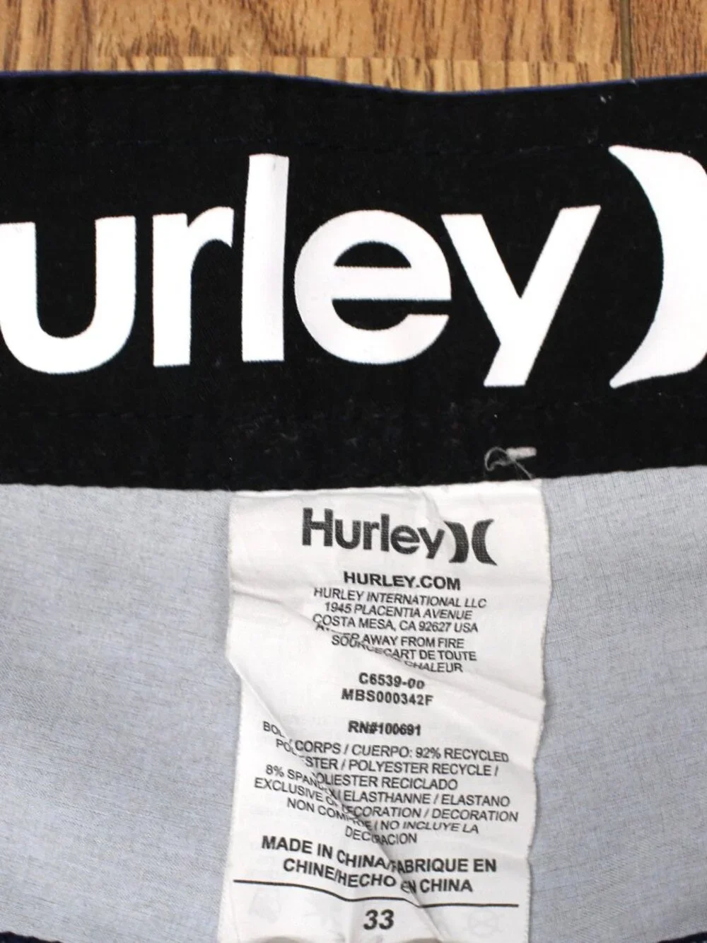 HURLEY PHANTOM UNLINED SWIM SHORTS POLY/SPANDEX Sz 33